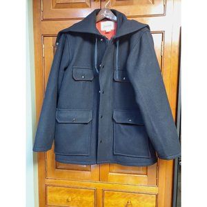 Johnson Woolen Mills Vintage Dark Blue Wool Hunting Coat AZ-20 Size 40 Hooded